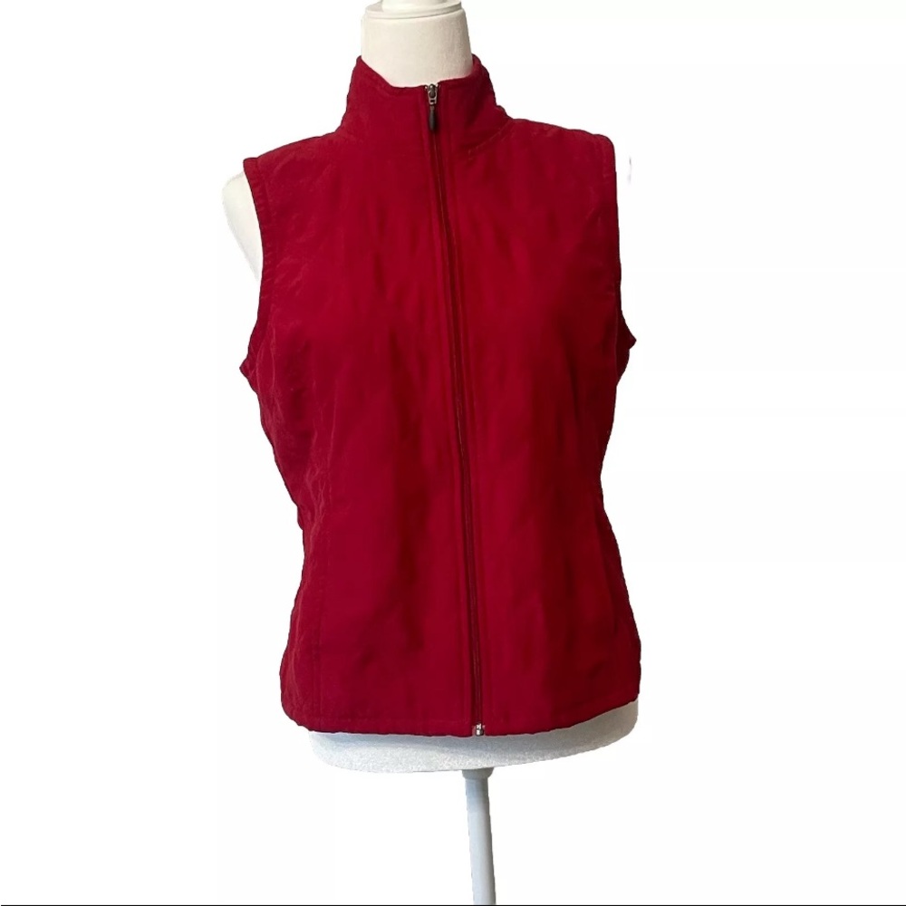 Columbia Women's Red Quilted Zipper Vest Size Medium 2 Pockets